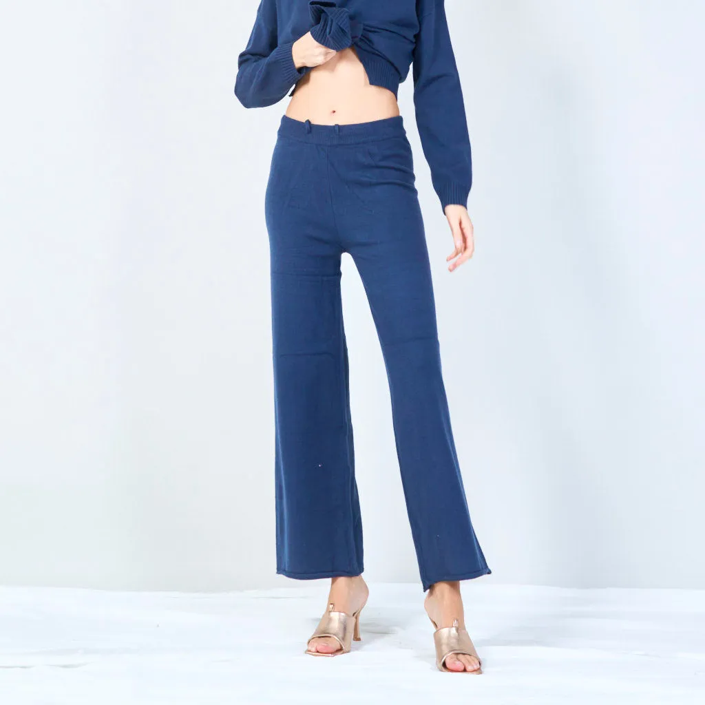 Ribbed high-neck knit set wholesale