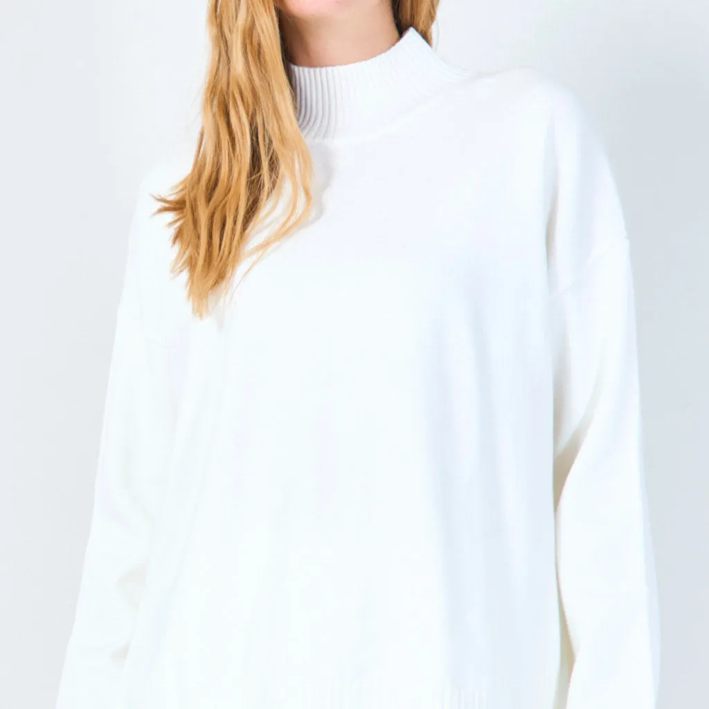 Ribbed high-neck knit set wholesale