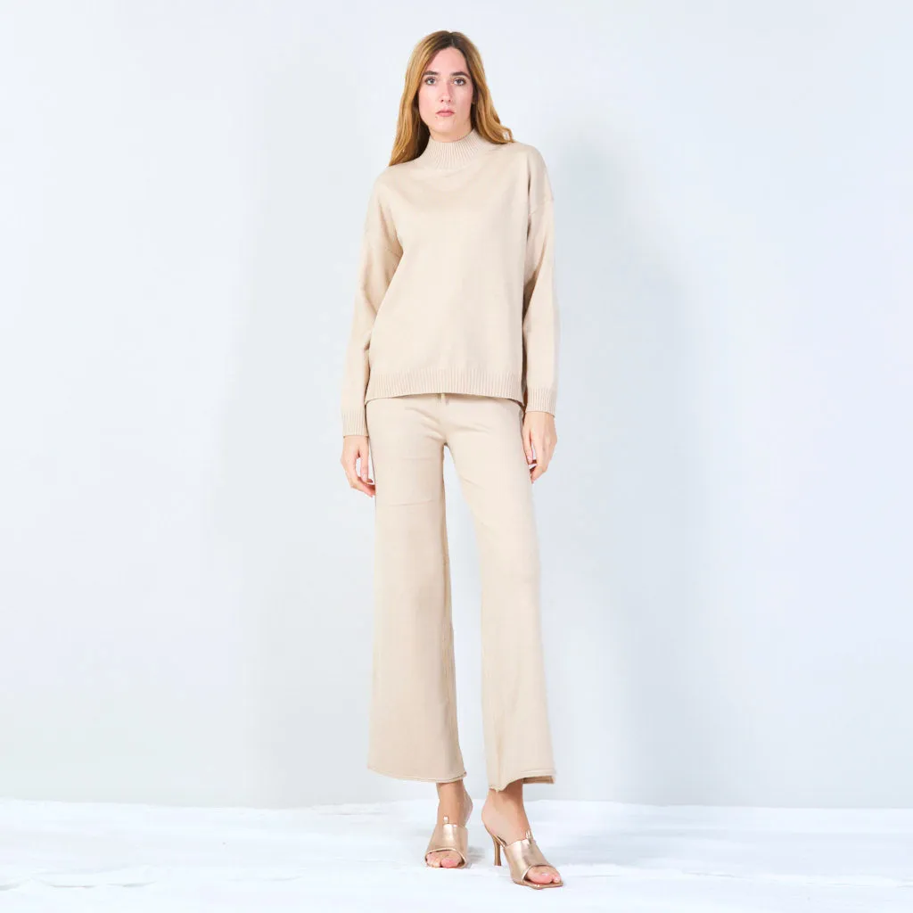 Ribbed high-neck knit set wholesale