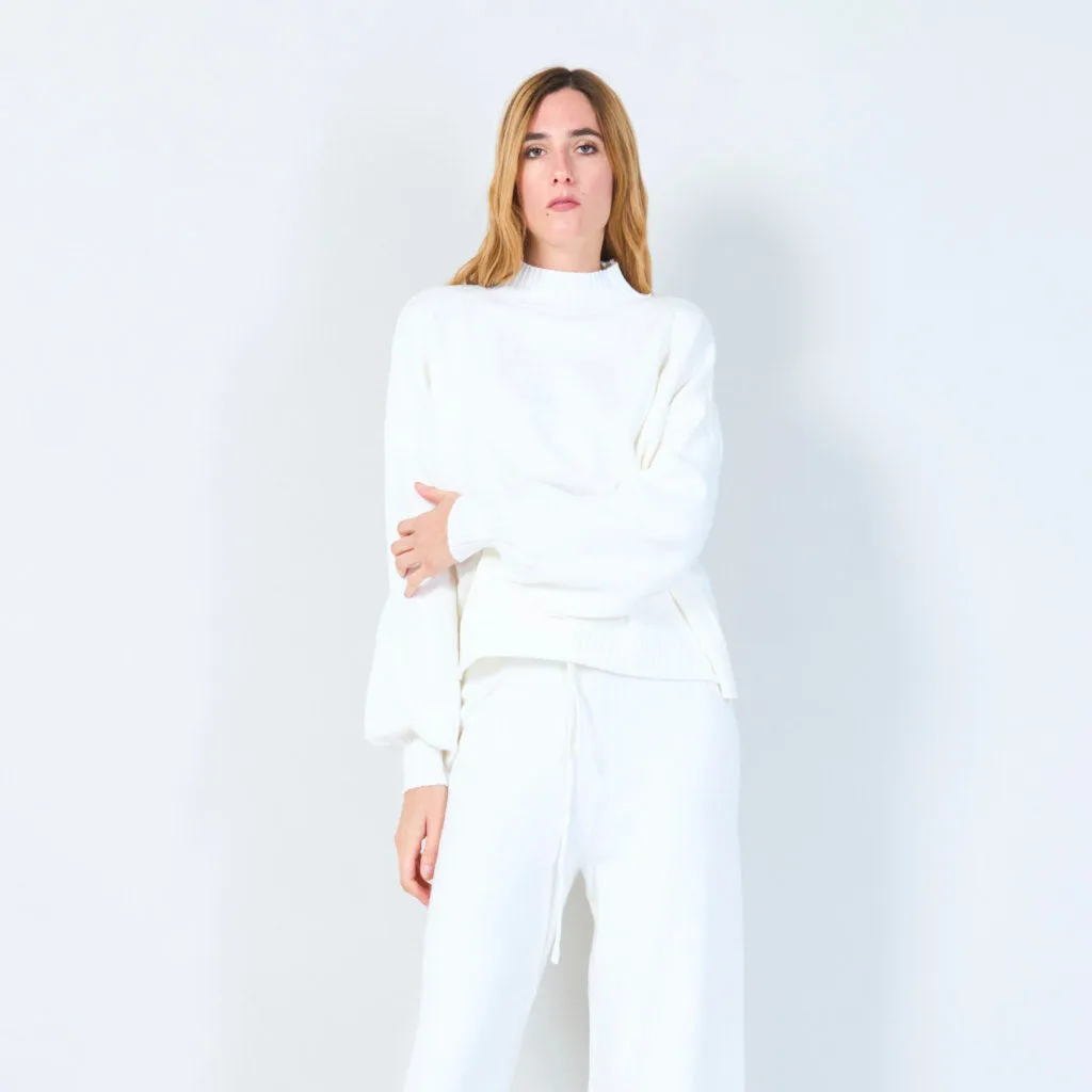 Ribbed high-neck knit set wholesale