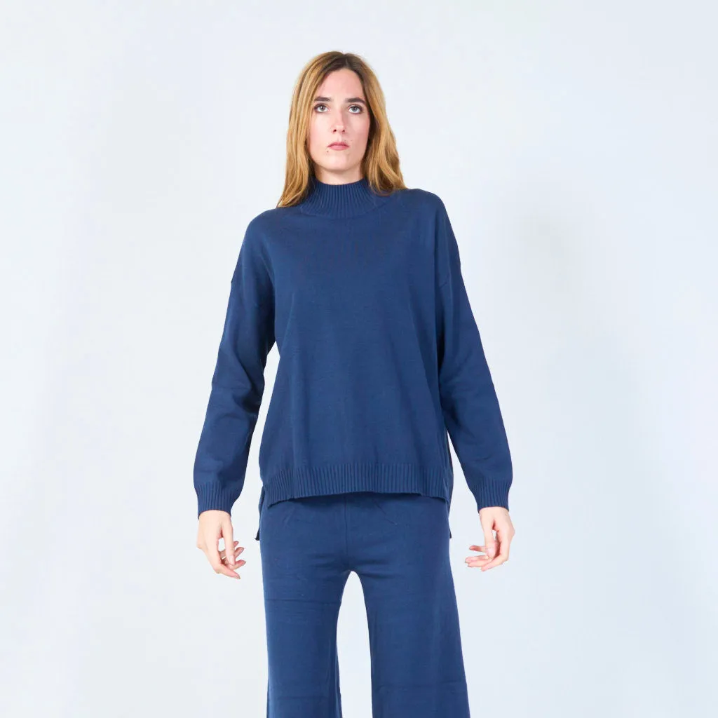 Ribbed high-neck knit set wholesale