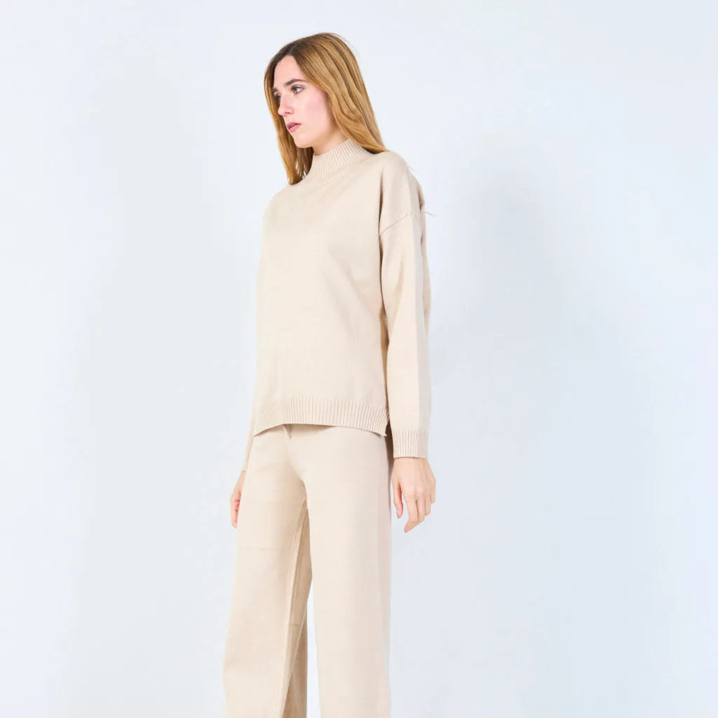 Ribbed high-neck knit set wholesale