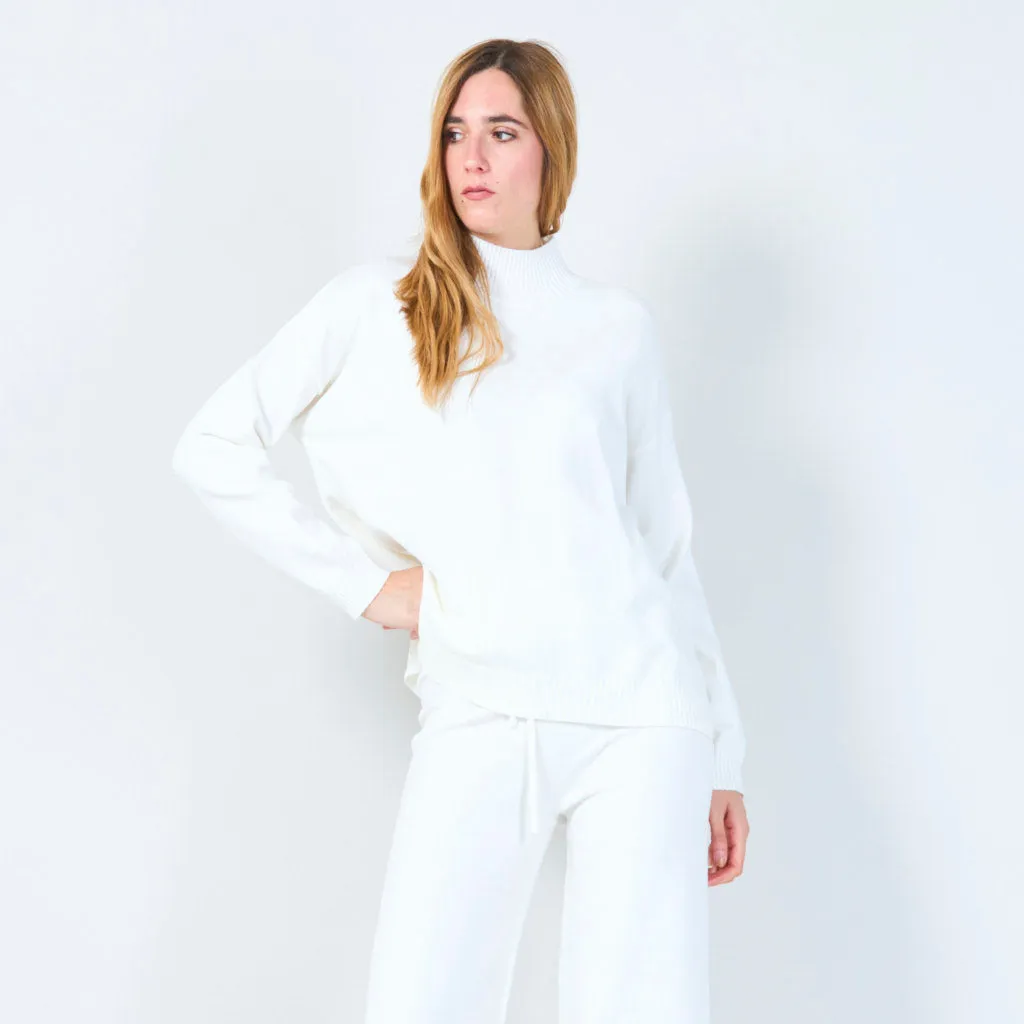Ribbed high-neck knit set wholesale