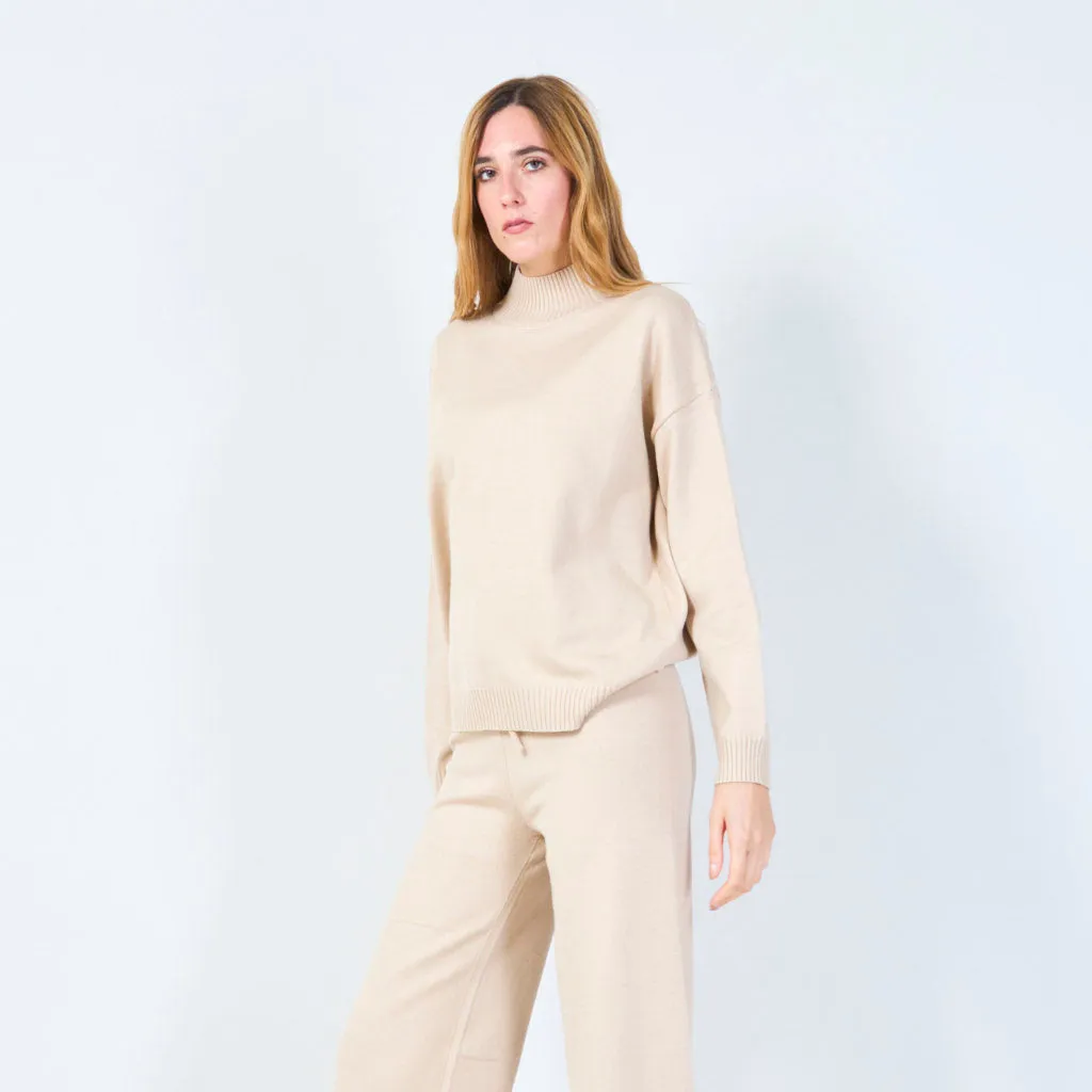 Ribbed high-neck knit set wholesale