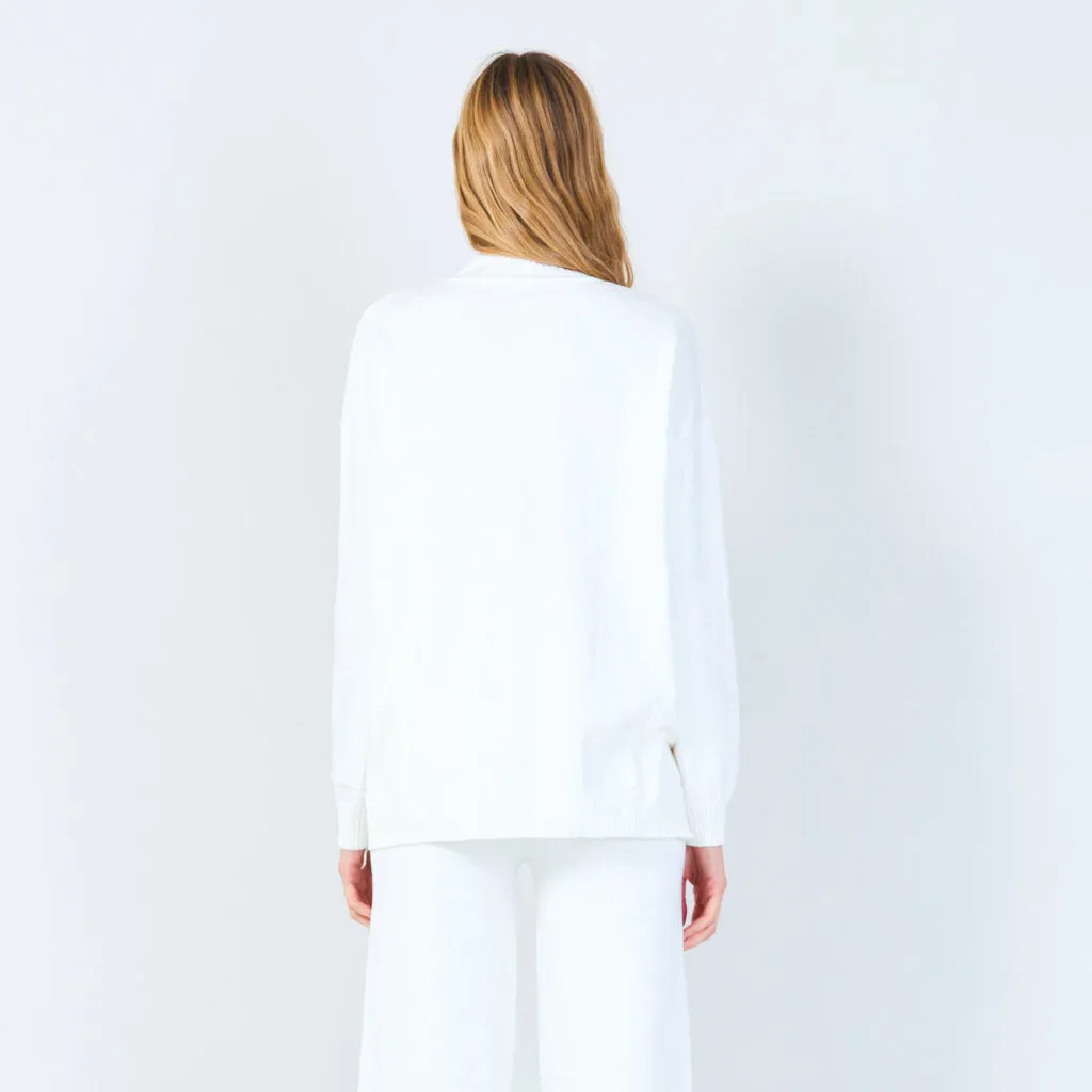 Ribbed high-neck knit set wholesale