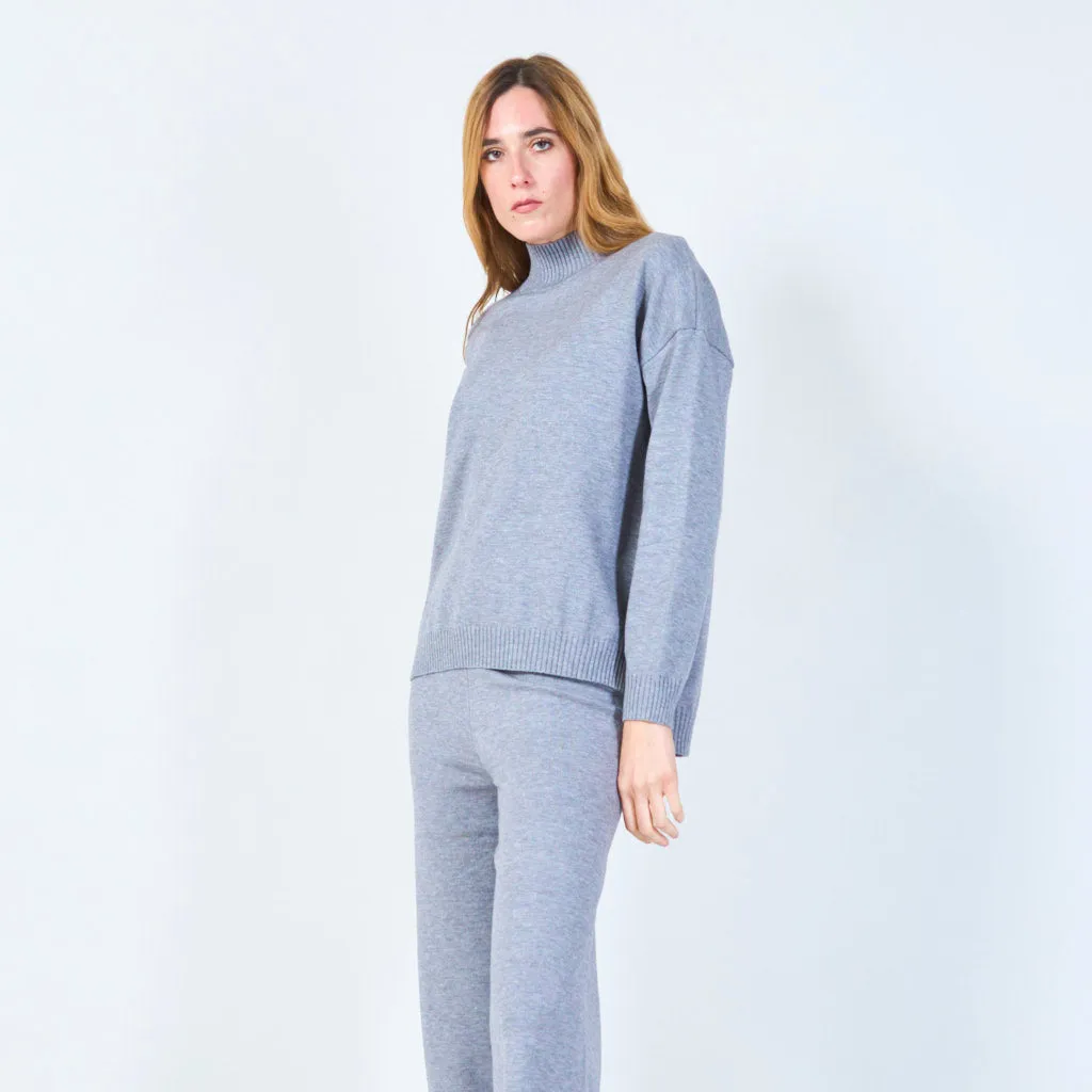 Ribbed high-neck knit set wholesale