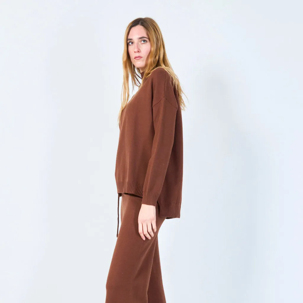 Ribbed high-neck knit set wholesale
