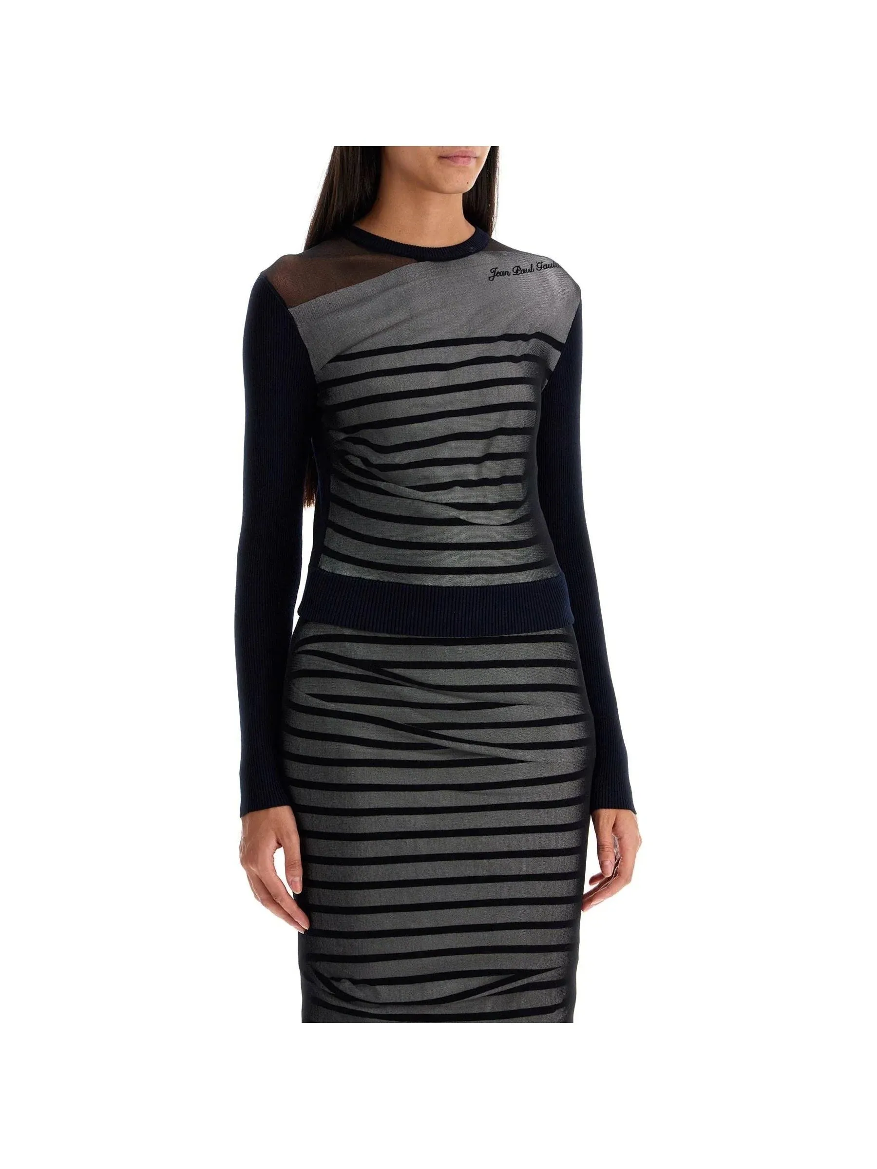 Sailor Striped Mesh Top