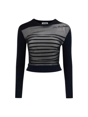 Sailor Striped Mesh Top