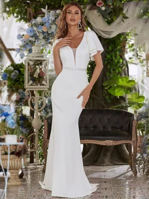 Simple Wholesale Flattering Wedding Dress with Fishtail Silhouette