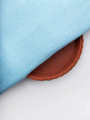 Sky Blue Solid Handwoven Organic Cotton Fabric 44 Inch Width