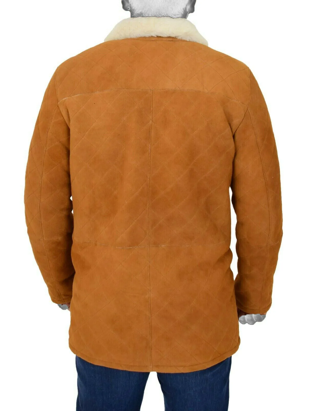 Spine Spark Men's Brown Soft Suede Leather Shearling Coat Jacket