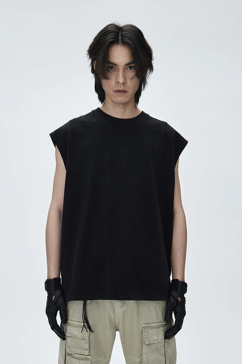 Stone Wash Wide-shoulder Vest