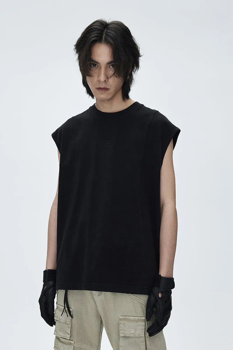 Stone Wash Wide-shoulder Vest