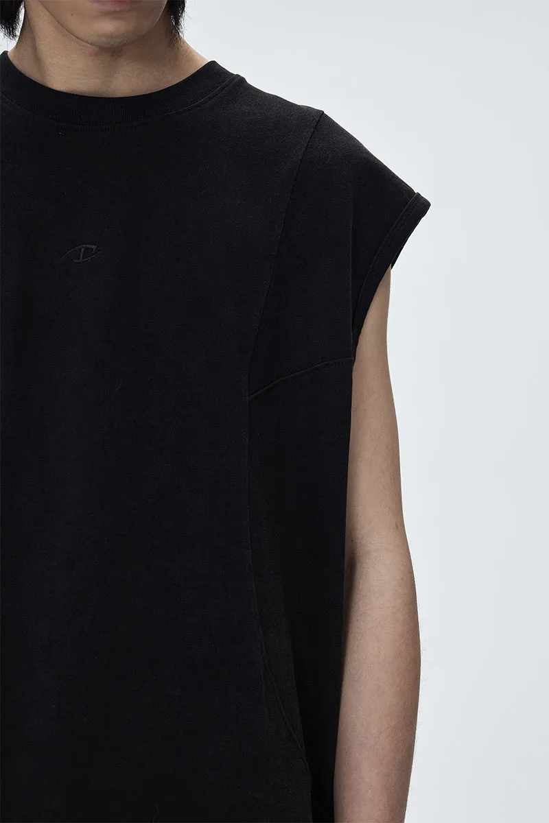 Stone Wash Wide-shoulder Vest