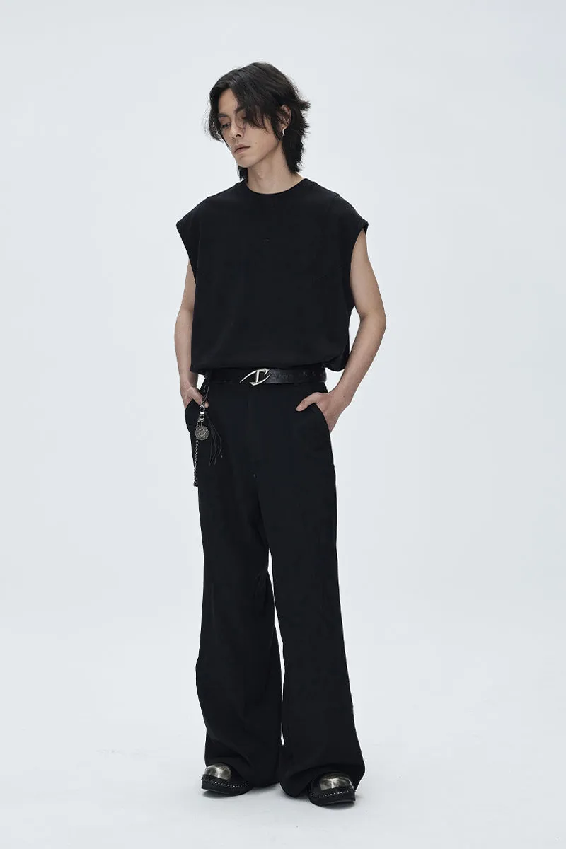 Stone Wash Wide-shoulder Vest