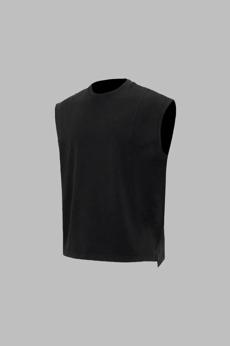 Stone Wash Wide-shoulder Vest