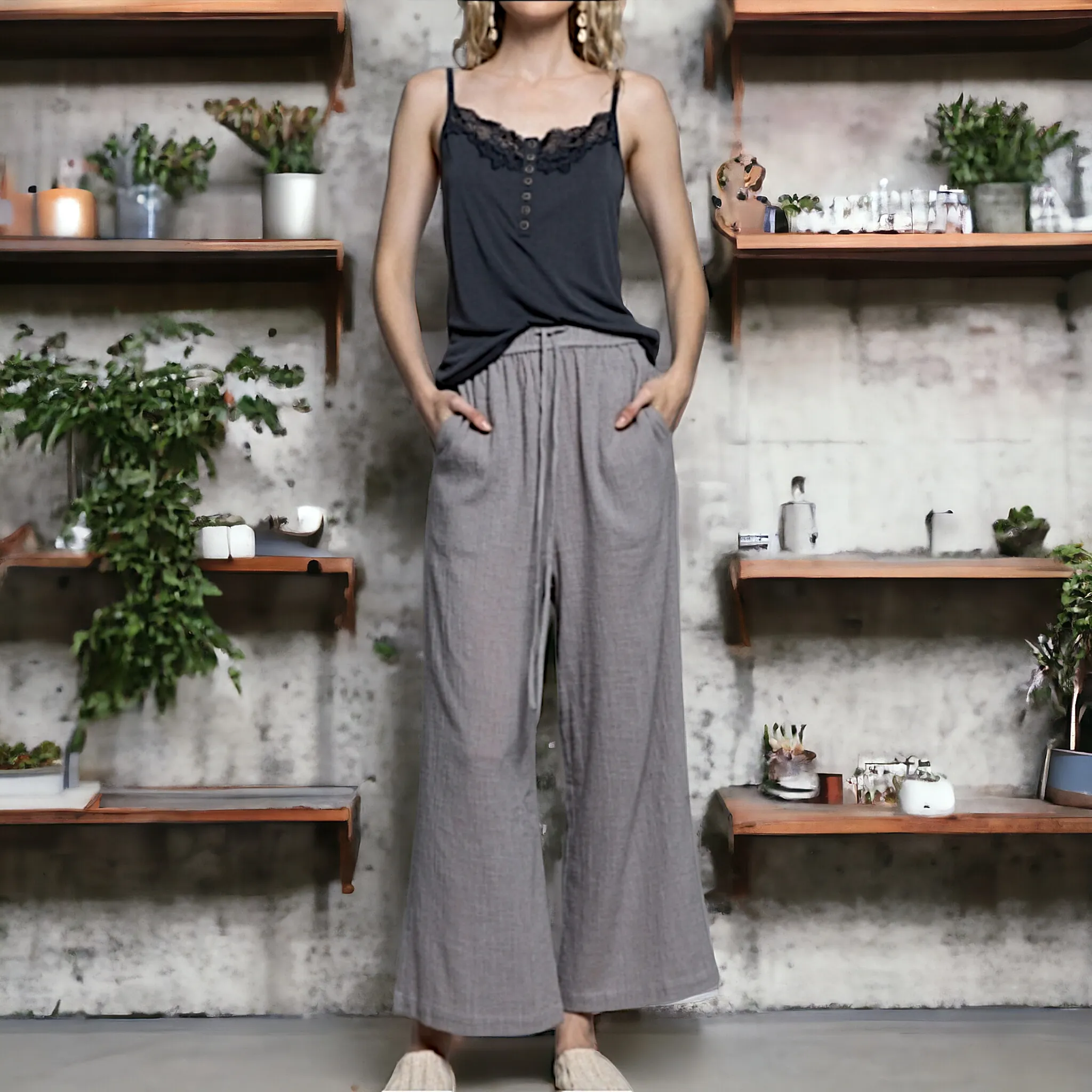 Wide Leg Crepe Pants