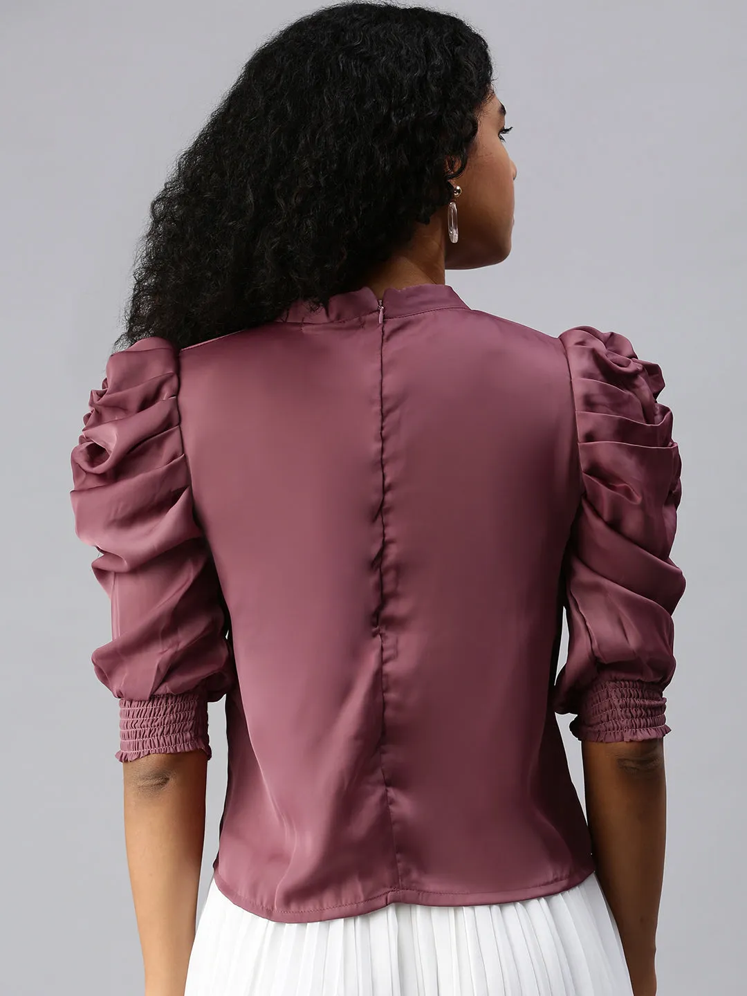 Women Mauve Solid Boxy Top