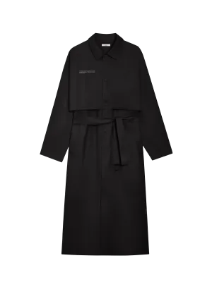Womens Organic Cotton Trench Coat—black