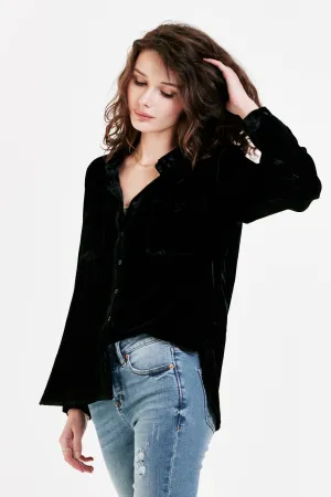 WRENLEY BUTTON FRONT SHIRT BLACK VELVET