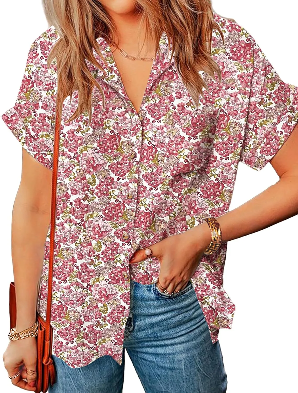 Zeagoo Linen Shirts Cotton Short Sleeve V Neck Collared Blouses