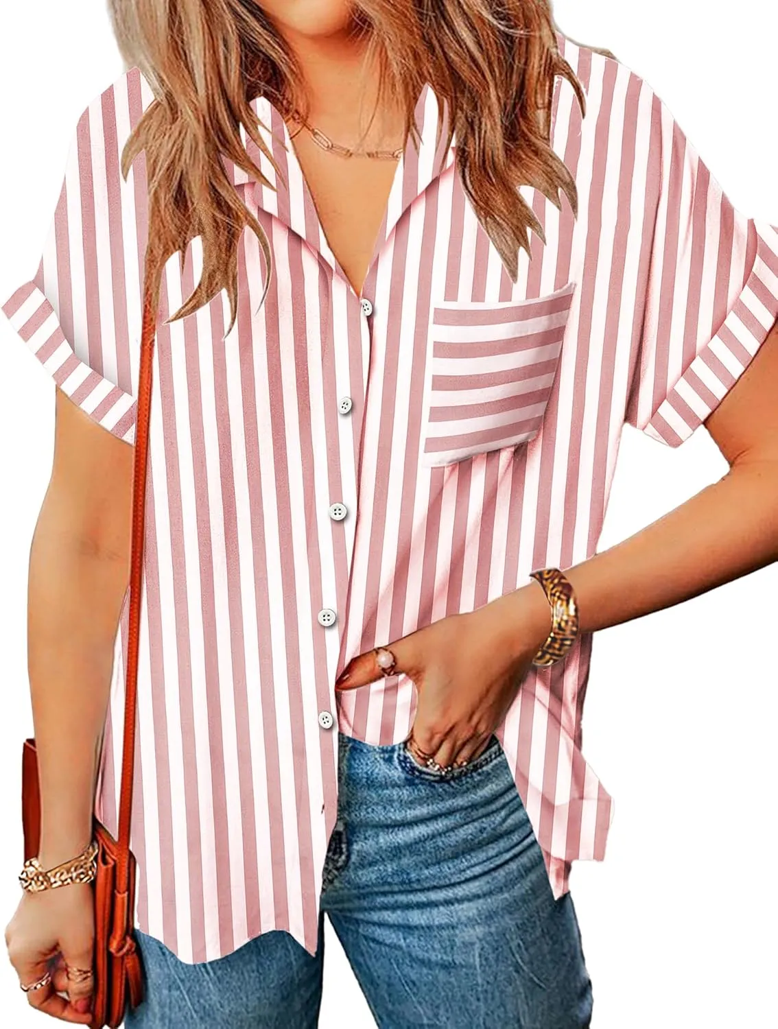 Zeagoo Linen Shirts Cotton Short Sleeve V Neck Collared Blouses